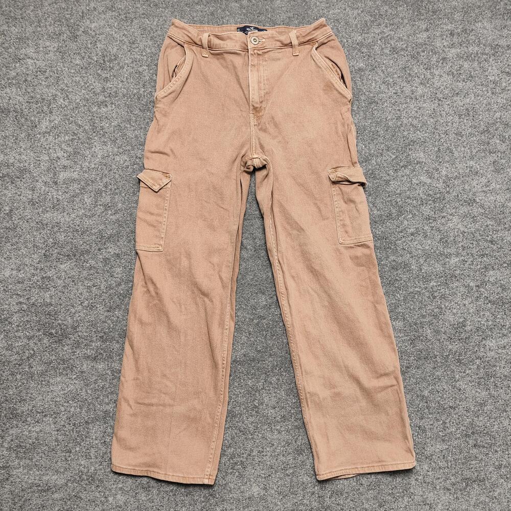 Hollister Ultra High Rise Dad Jeans Womens 6S Tan Cargo Straight Denim